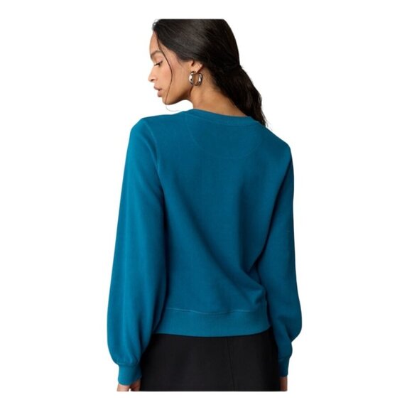 Anthropologie Teal Sparkly Sequin Ribbed Sweatshirt - Picture 3 of 7